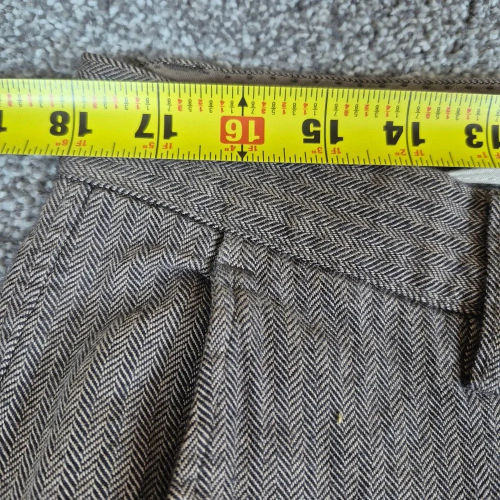 Banana Republic Dress Pants Mens 35x34 Brown Herringbone Wide Leg Trousers
